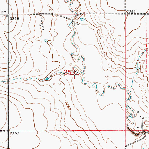 Topographic Map of Badger Coulee, MT