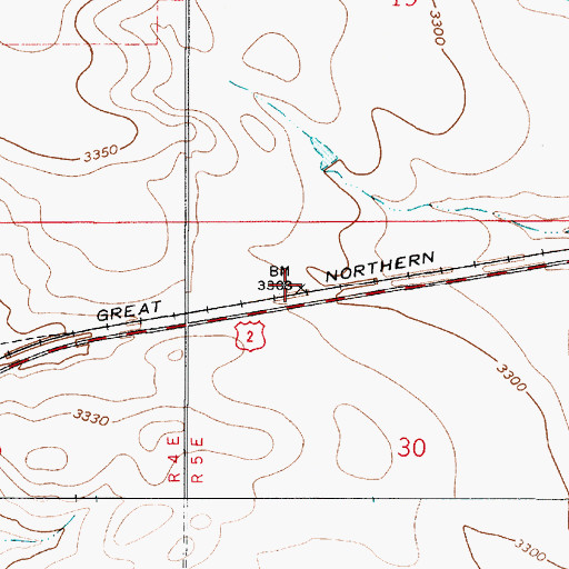 Topographic Map of Briggs Post Office (historical), MT