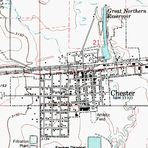 Topographic Map of Chester Post Office, MT
