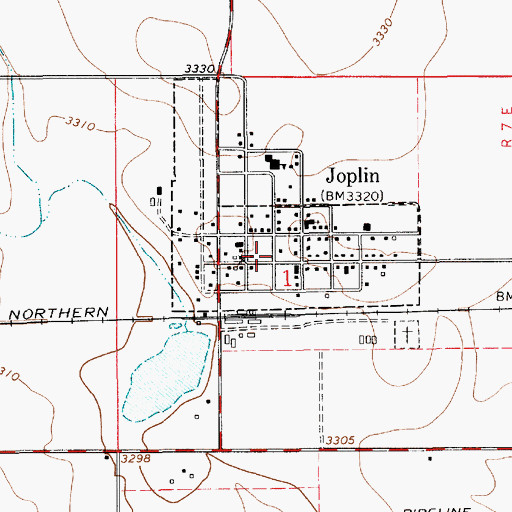 Topographic Map of Joplin Post Office, MT