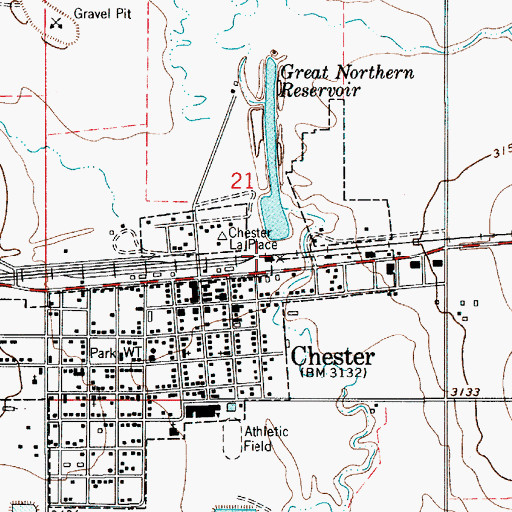 Topographic Map of Chester, MT