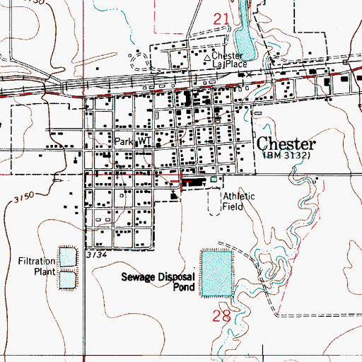 Topographic Map of Chester Public Schools, MT