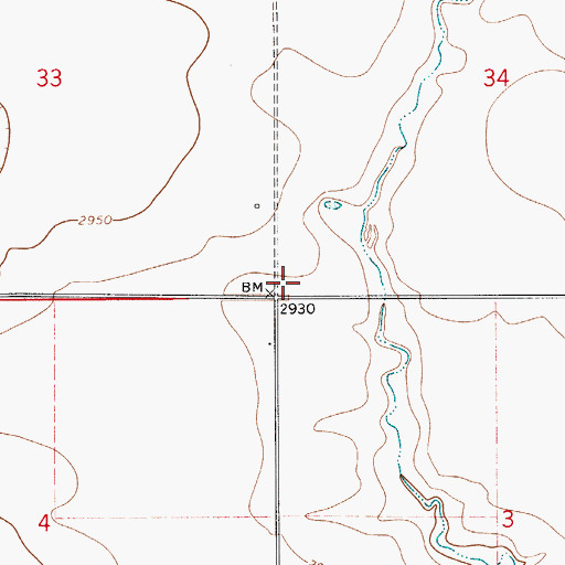 Topographic Map of Hay Coulee School (historical), MT