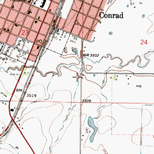 Topographic Map of Railroad Coulee, MT
