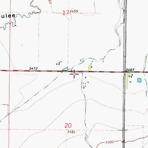 Topographic Map of Oliver Coulee, MT
