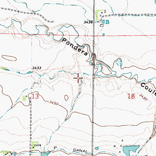Topographic Map of Ferguson Coulee, MT