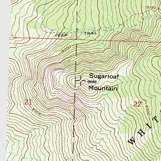 Topographic Map of Sugarloaf Mountain, CO