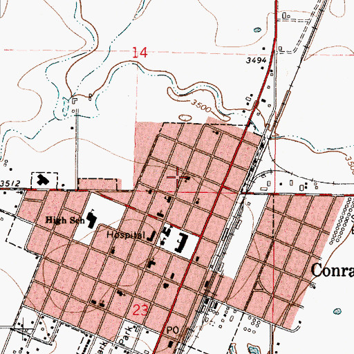 Topographic Map of Conrad Assembly of God Church, MT