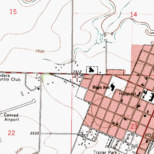 Topographic Map of Conrad Southern Baptist Mission, MT
