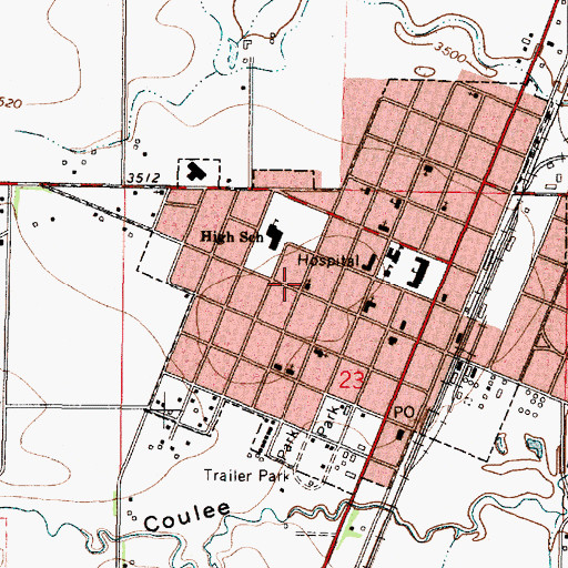 Topographic Map of First Christian Church of Conrad, MT