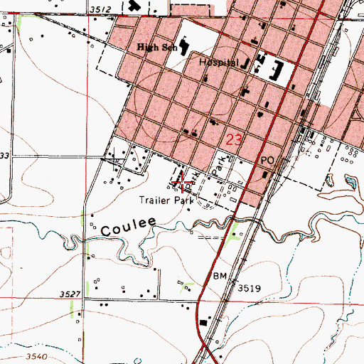 Topographic Map of Legion Park, MT