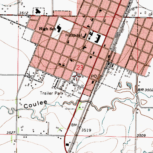 Topographic Map of Pondera Village Shopping Center, MT