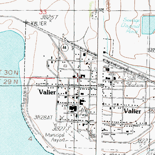 Topographic Map of Valier Public Library, MT