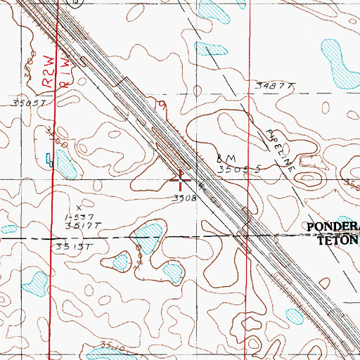 Topographic Map of Pershing (historical), MT