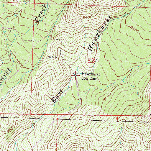 Topographic Map of Hawxhurst Cow Camp, CO