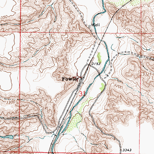 Topographic Map of Fowler, MT