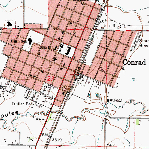 Topographic Map of Conrad, MT