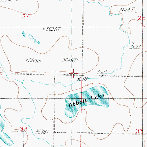 Topographic Map of Abbott Lake (historical), MT