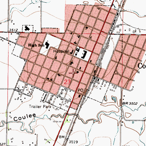 Topographic Map of Pondera County Courthouse, MT
