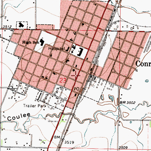 Topographic Map of Conrad City Police Department, MT