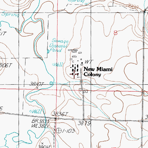 Topographic Map of Miami Colony School, MT