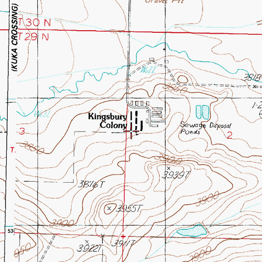 Topographic Map of Kingsbury Colony School, MT