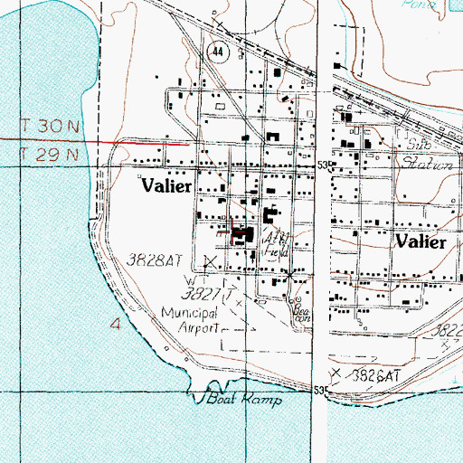 Topographic Map of Valier High School, MT