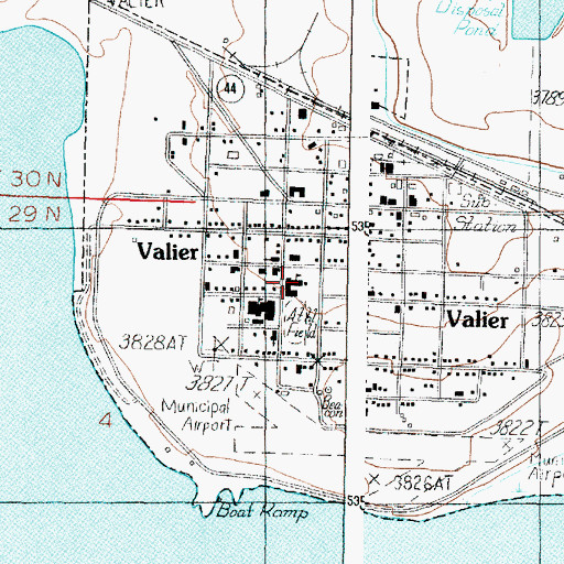 Topographic Map of Valier Elementary School, MT