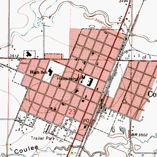 Topographic Map of Utterback Middle School, MT