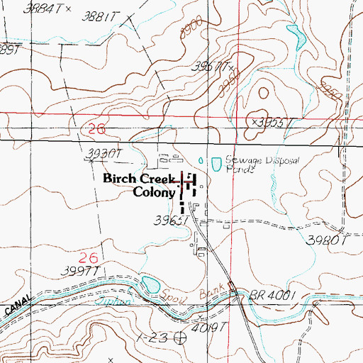 Topographic Map of Birch Creek Colony School, MT