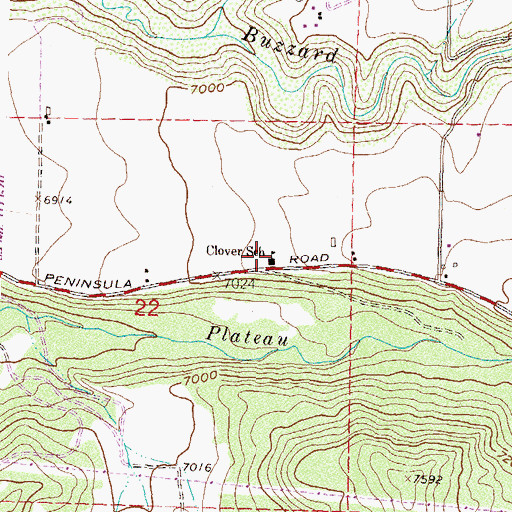 Topographic Map of Clover School, CO