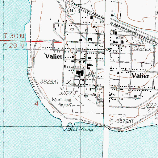 Topographic Map of Valier United Methodist Church, MT