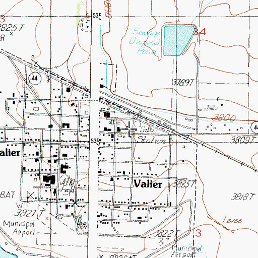 Topographic Map of Valier Jehovahs Witnesses Church, MT