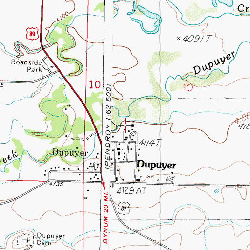 Topographic Map of Dupuyer School, MT