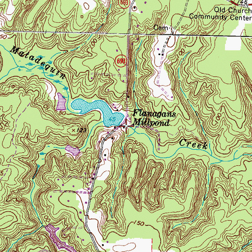 Topographic Map of Flanagans Mill (historical), VA