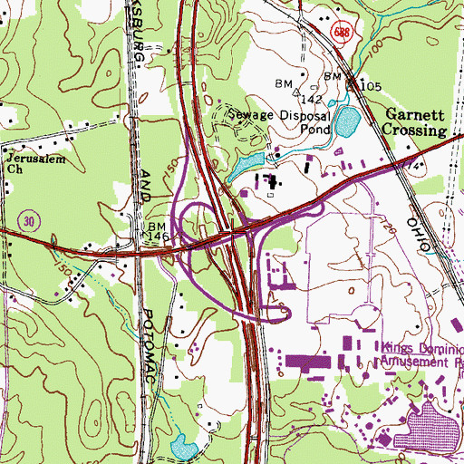 Topographic Map of Interchange 98, VA