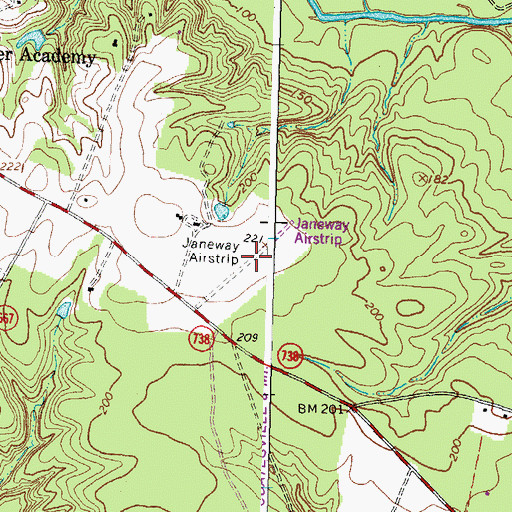 Topographic Map of Janeway Airstrip (historical), VA
