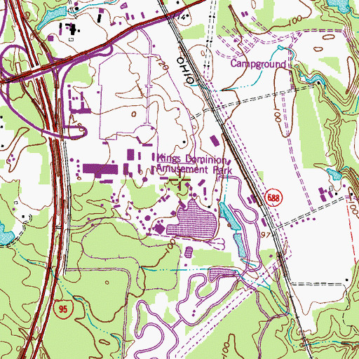 Topographic Map of Kings Dominion Amusement Park, VA