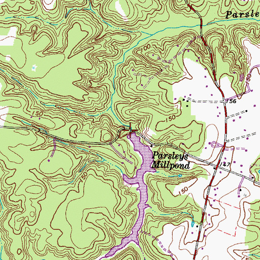 Topographic Map of Parsleys Mill (historical), VA