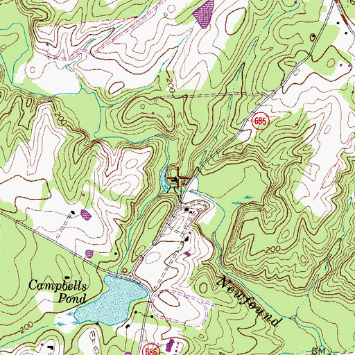 Topographic Map of Rocketts Mills (historical), VA