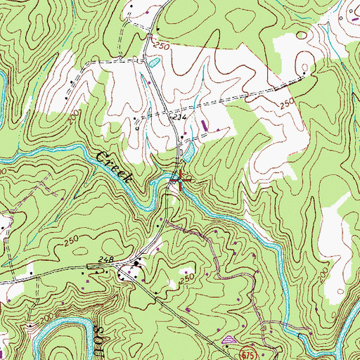 Topographic Map of Taylors Creek Mill (historical), VA