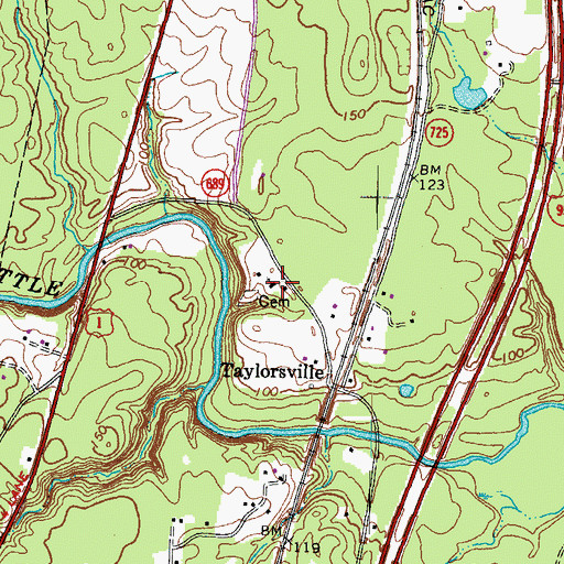 Topographic Map of Taylorsville Baptist Church, VA