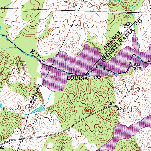 Topographic Map of Purcells Point, VA