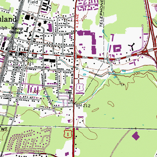 Topographic Map of Ashland Junction Shopping Center, VA