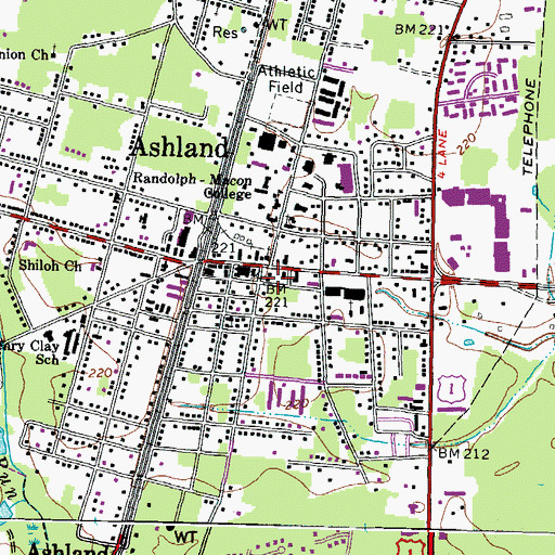 Topographic Map of Ashland Post Office, VA
