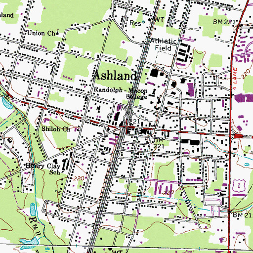 Topographic Map of Ashland Historic District, VA