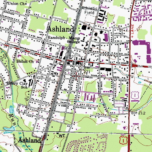 Topographic Map of Ashland Presbyterian Church, VA