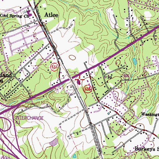 Topographic Map of Atlee Square Shopping Center, VA