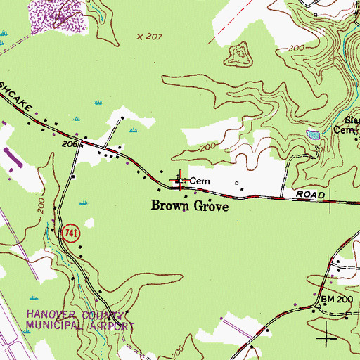 Topographic Map of Brown Grove Baptist Church, VA