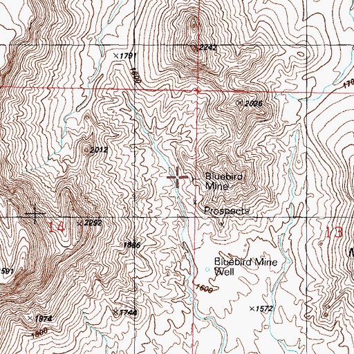 Topographic Map of Bluebird Mine, AZ